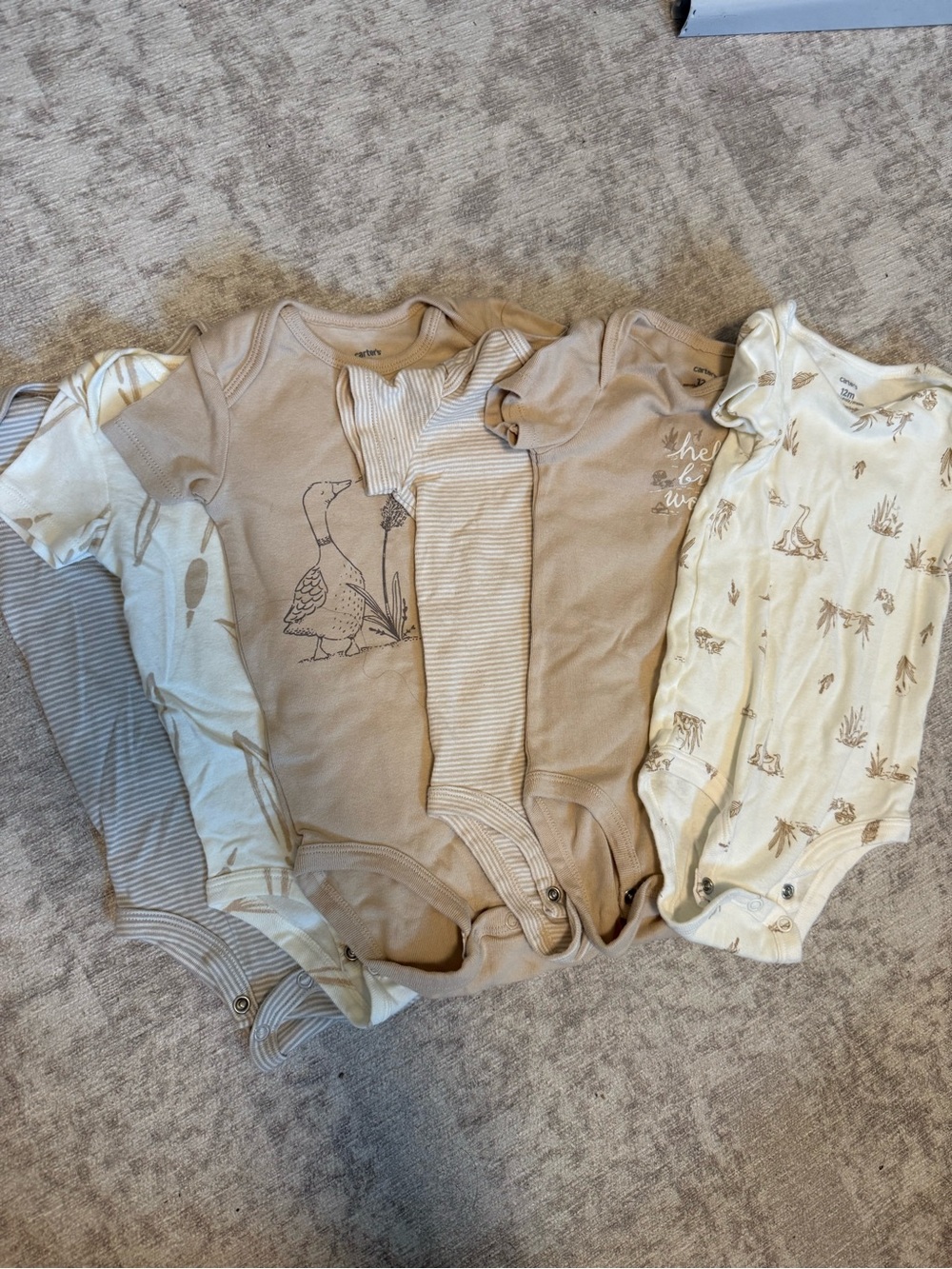 Carter's Neutral Tan & Cream Baby One-Piece Bodysuit Set